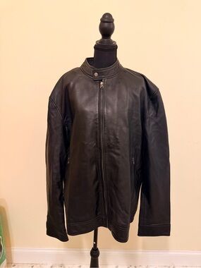 NWT Decrum Men's Black Leather Jacket XXL (2XL)